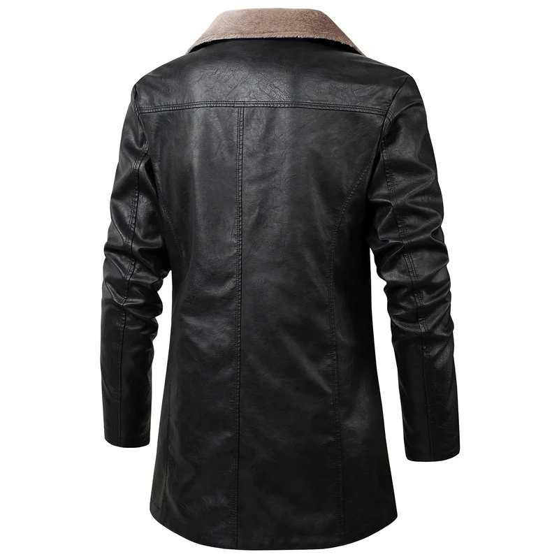 Herren Elegante Kunstlederjacke mit Fleece-Futter Drune