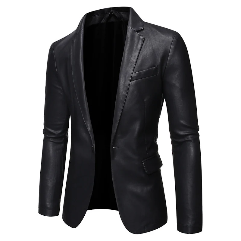 Herren Elegante Kunstlederblazer Drune