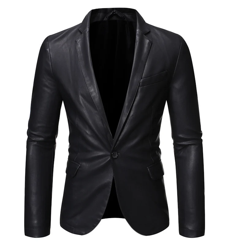 Herren Elegante Kunstlederblazer Drune