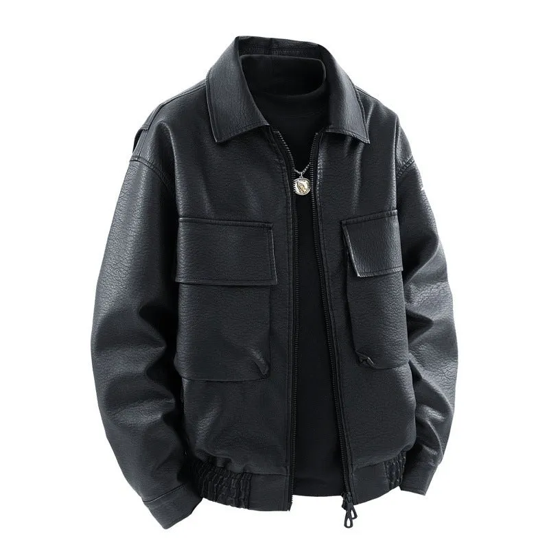 Herren Coole Kunstlederjacke mit praktischen Taschen Drune