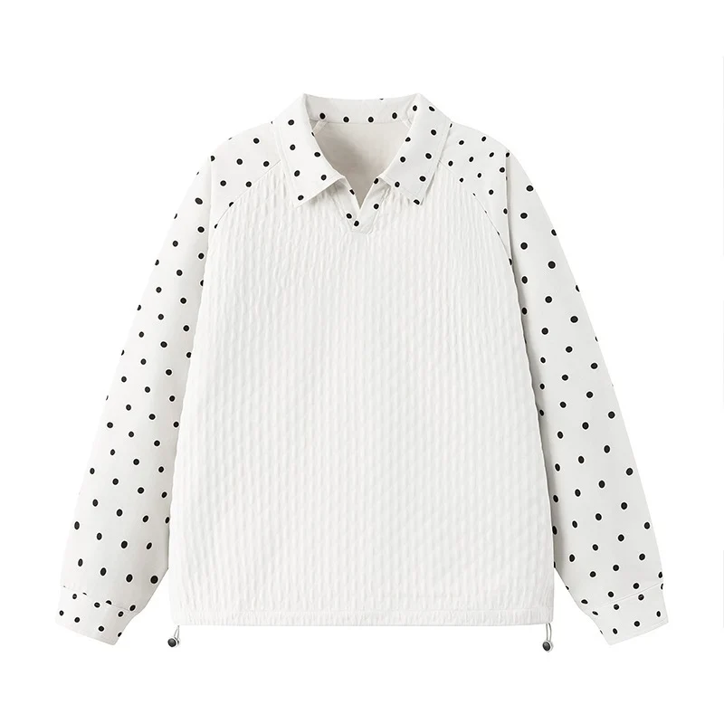 Damen Sportliche Poloshirt mit Punktedesign Drune