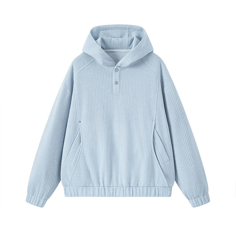 Damen Modischer Kapuzenpullover mit Knopfdetails Drune