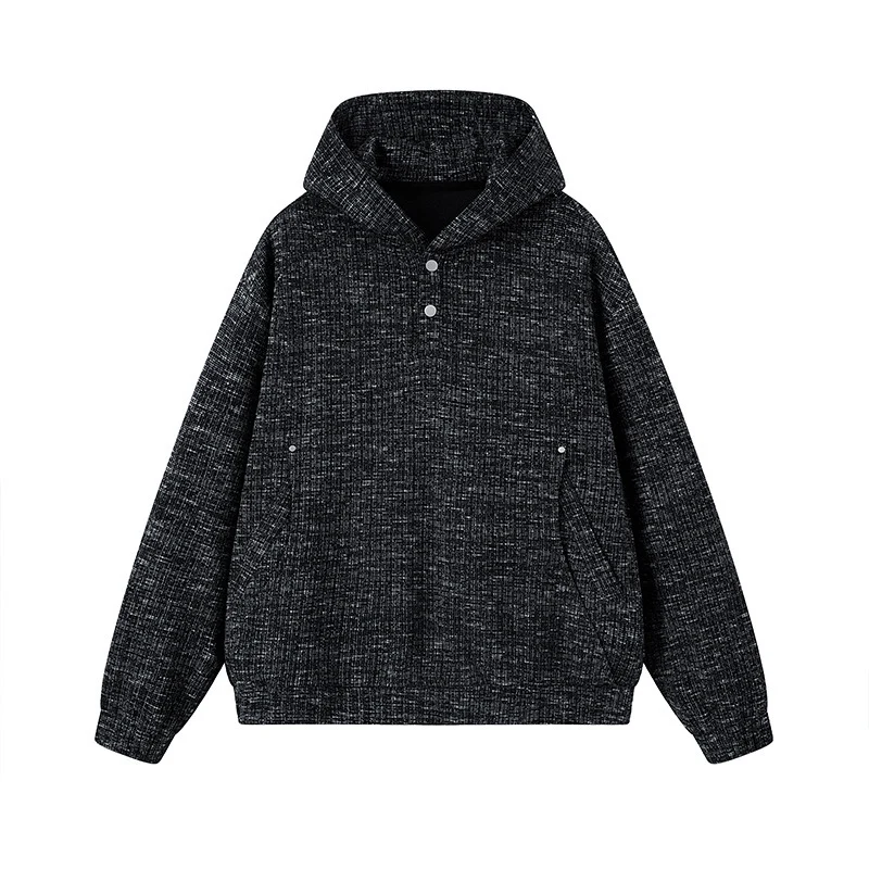 Damen Modischer Kapuzenpullover mit Knopfdetails Drune