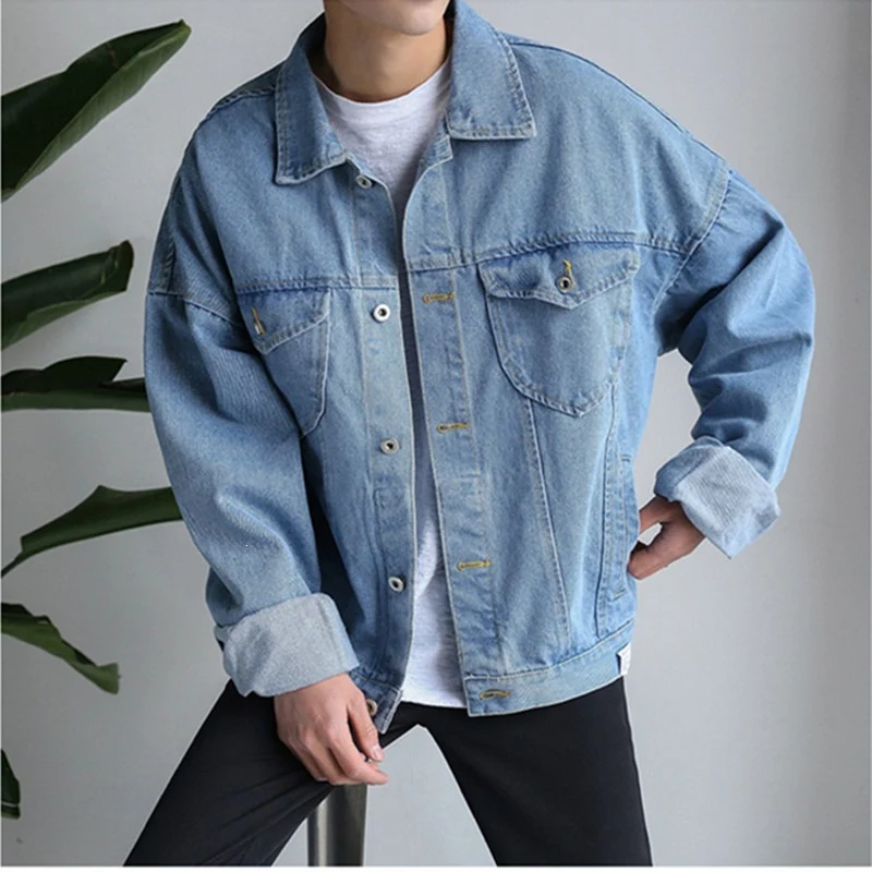Herren Entspanntes Oversized Denim-Jacke Drune