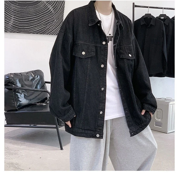 Herren Entspanntes Oversized Denim-Jacke Drune