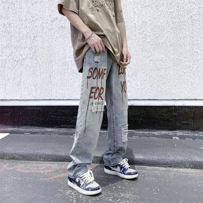 Herren Design Ripped Jeans Drune