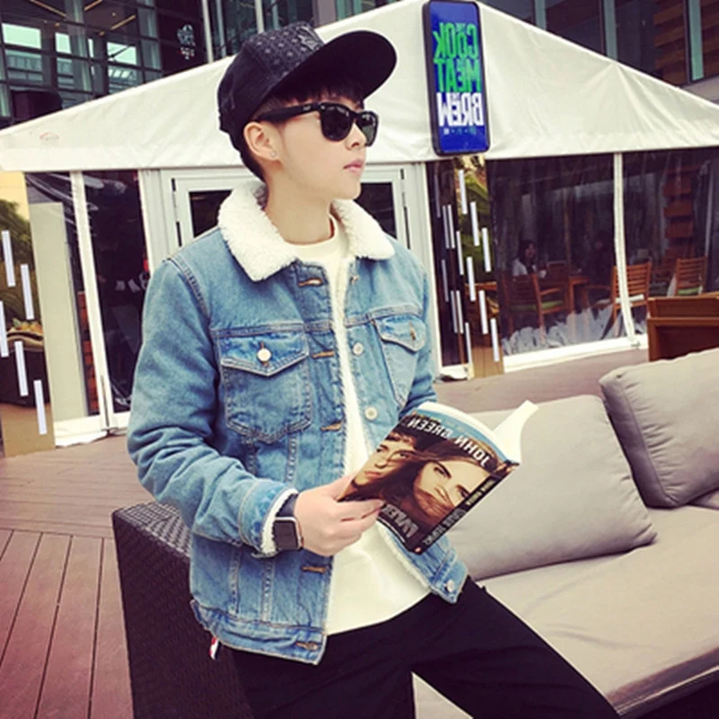 Herren Denimjacke mit Teddy-Futter Drune