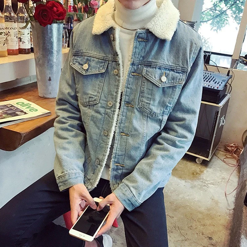 Herren Denim-Jacke mit Teddyfutter Drune