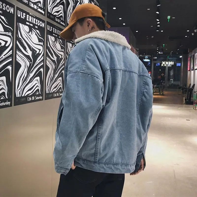 Herren Denim-Jacke mit Teddyfutter Drune