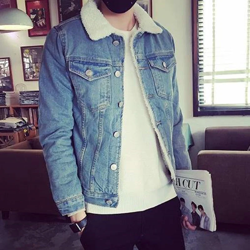 Herren Denim-Jacke mit Teddyfutter Drune