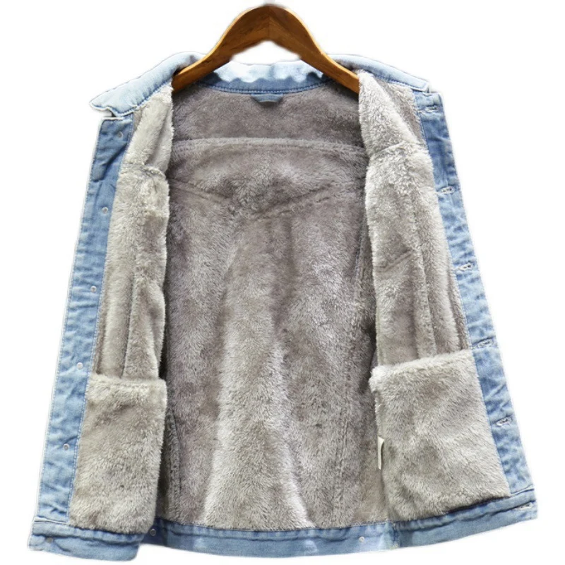 Herren Casual Denimjacke mit Fleece-Innenfutter Drune