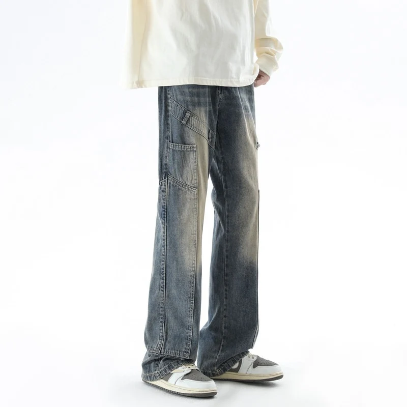 Herren Bequeme und lässige weite Denim-Hose Drune