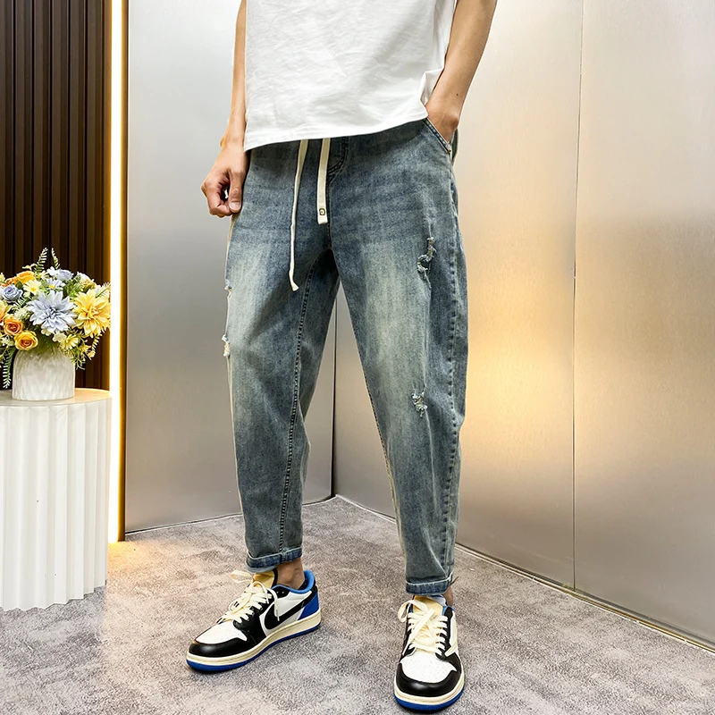 Herren Bequeme Destroyed Jeans Drune