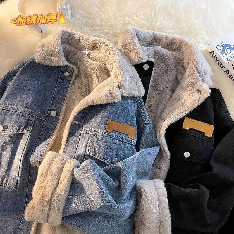 Damen Weiche Fleece-gefütterte Denimjacke Drune