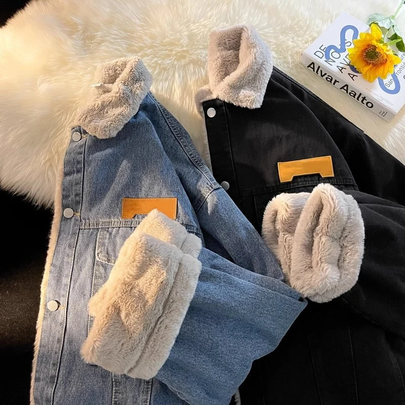 Damen Weiche Fleece-gefütterte Denimjacke Drune