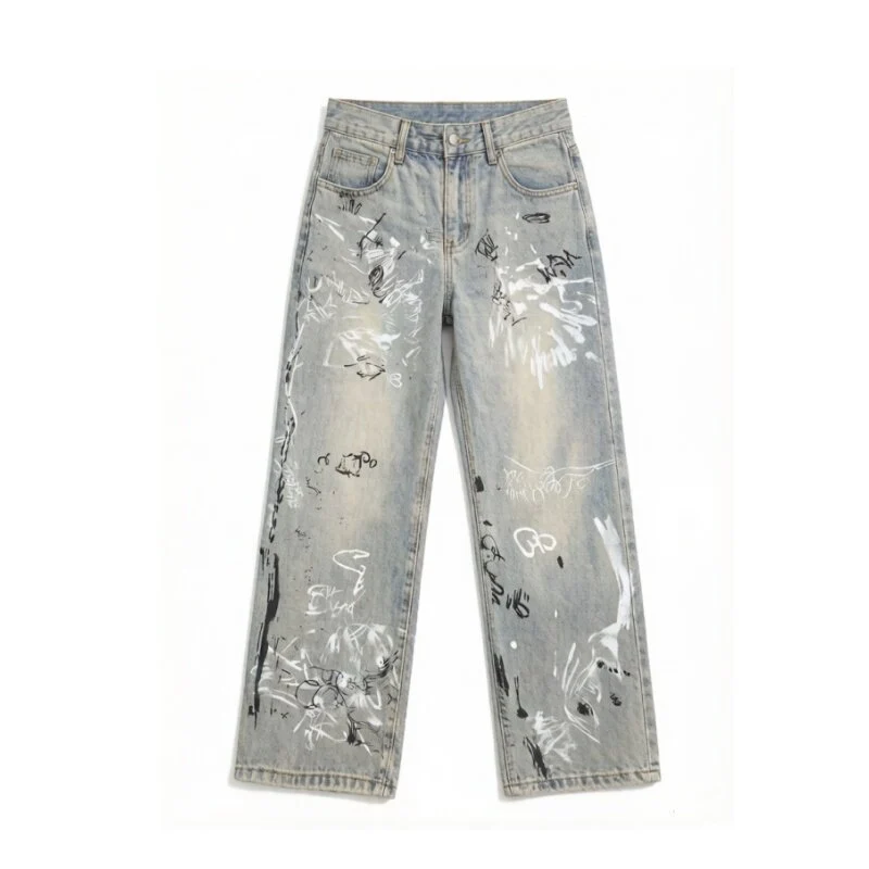 Damen Stylische Oversized Jeans mit grafischem Print Drune