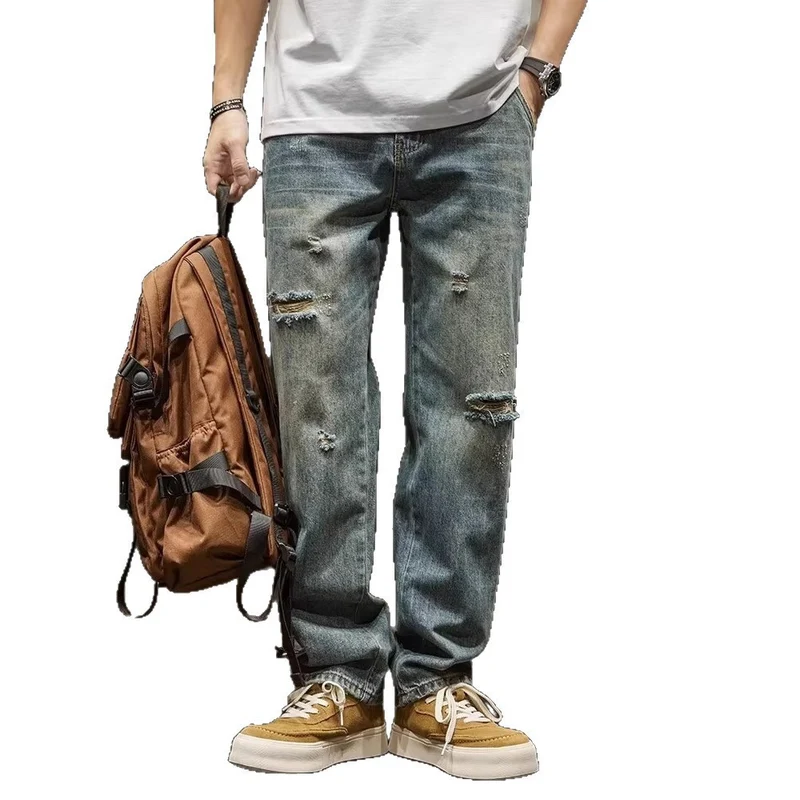 Herren Weitgeschnittene Destroyed Jeans Drune