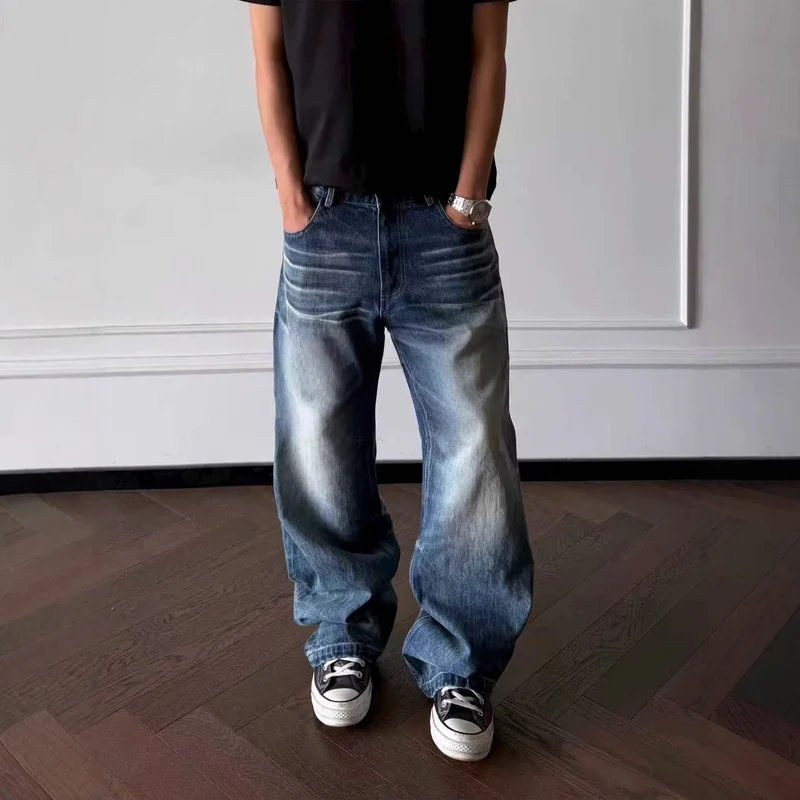 Herren Weit geschnittene Denim-Jeans mit Vintage-Effekten Drune