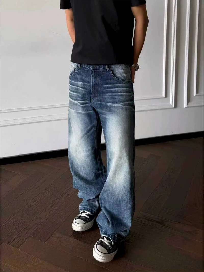 Herren Weit geschnittene Denim-Jeans mit Vintage-Effekten Drune