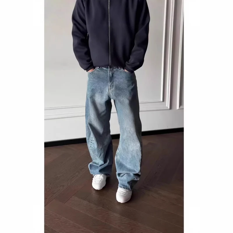 Herren Trendige Weitgeschnittene Denim-Jeans Drune
