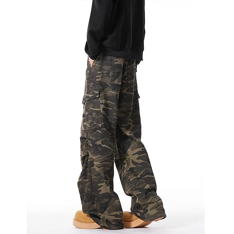 Herren Modische Cargohose mit tiefem Schritt und mehreren Taschen Drune