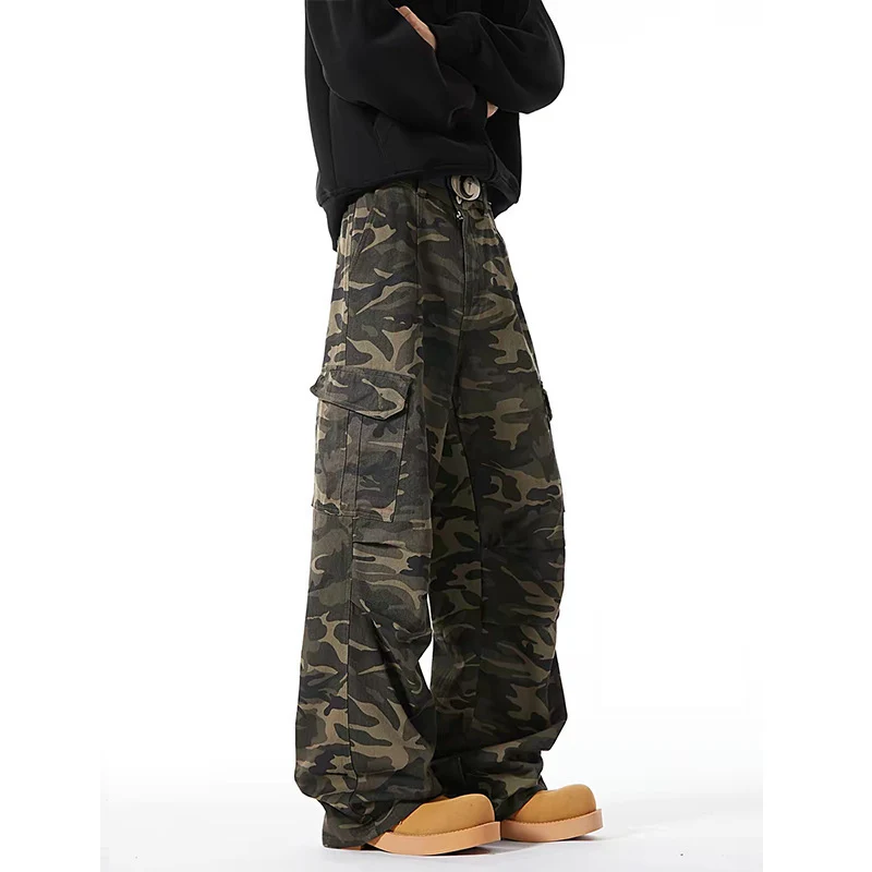 Herren Modische Cargohose mit tiefem Schritt und mehreren Taschen Drune