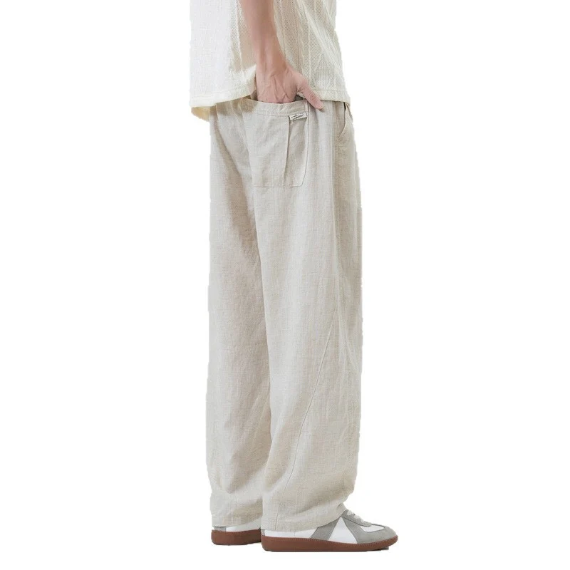 Herren Lässige Leinen-Hose mit elastischem Bund Drune