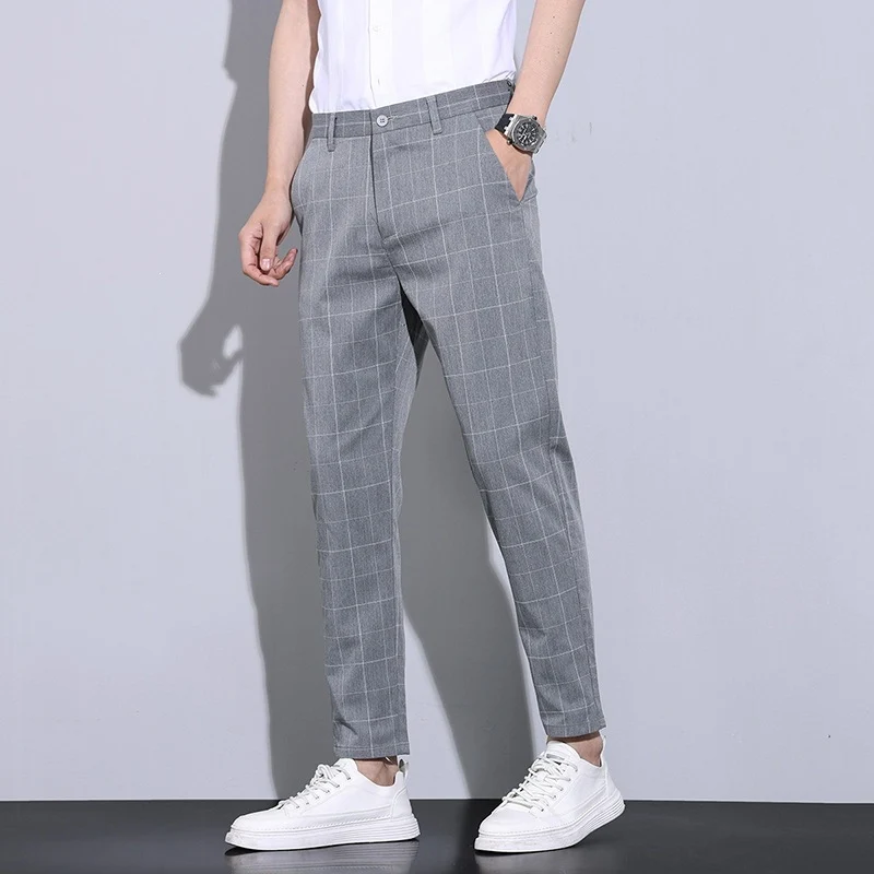 Herren Elegante Kariertes Chino-Hose Drune