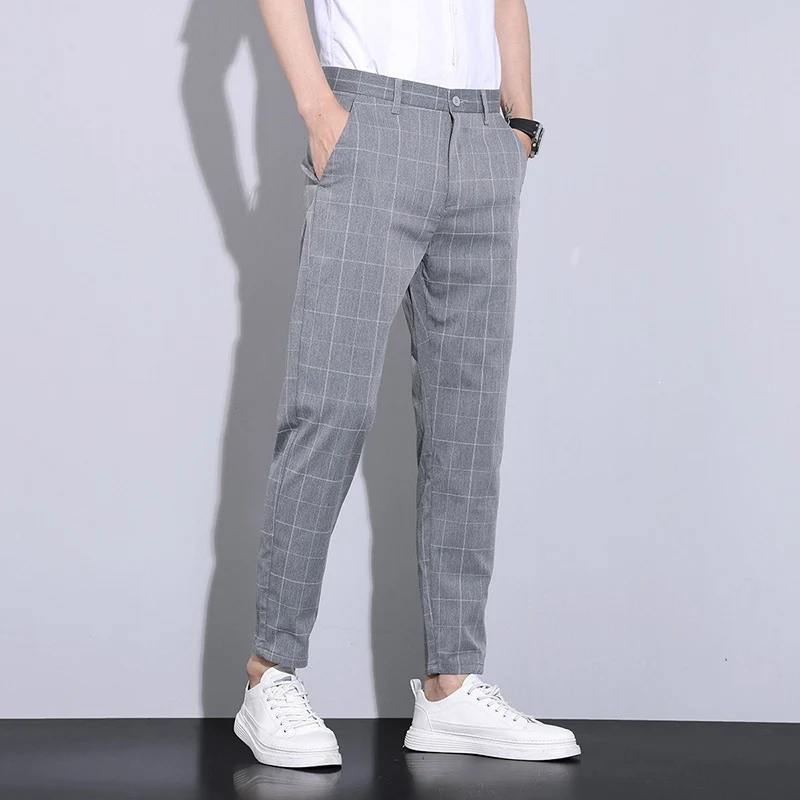 Herren Elegante Kariertes Chino-Hose Drune