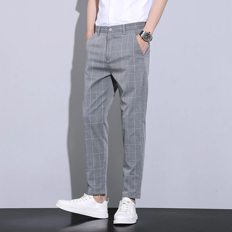 Herren Elegante Kariertes Chino-Hose Drune