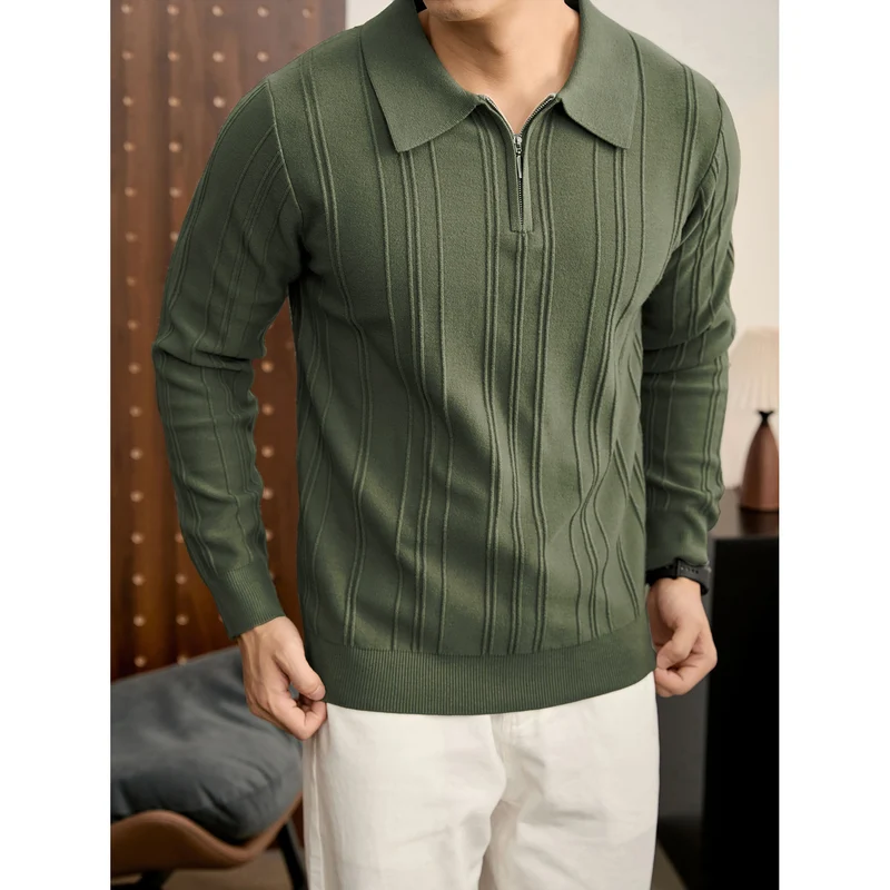 Herren Modischer Grobstrickpullover mit Reißverschluss Drune