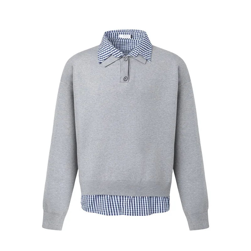 Herren Modischer Grobstrickpullover mit Hemdkragen und Knopfleiste Drune