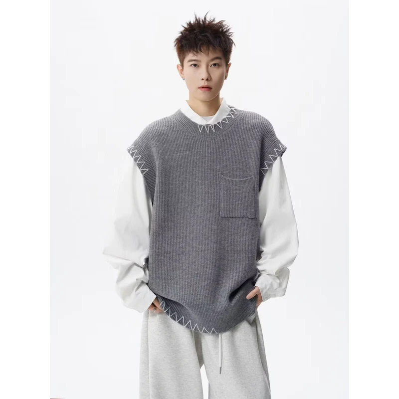 Herren Modischer Grobstrickpullover mit grafischen Details Drune