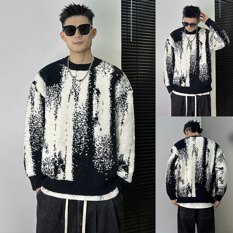 Herren Modischer Grobstrickpullover mit grafischem Muster Drune