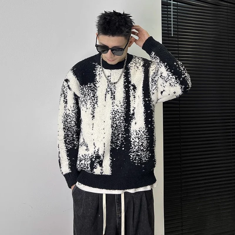 Herren Modischer Grobstrickpullover mit grafischem Muster Drune