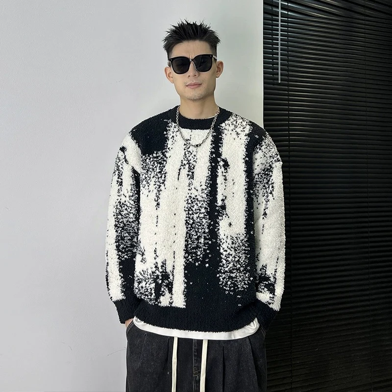 Herren Modischer Grobstrickpullover mit grafischem Muster Drune