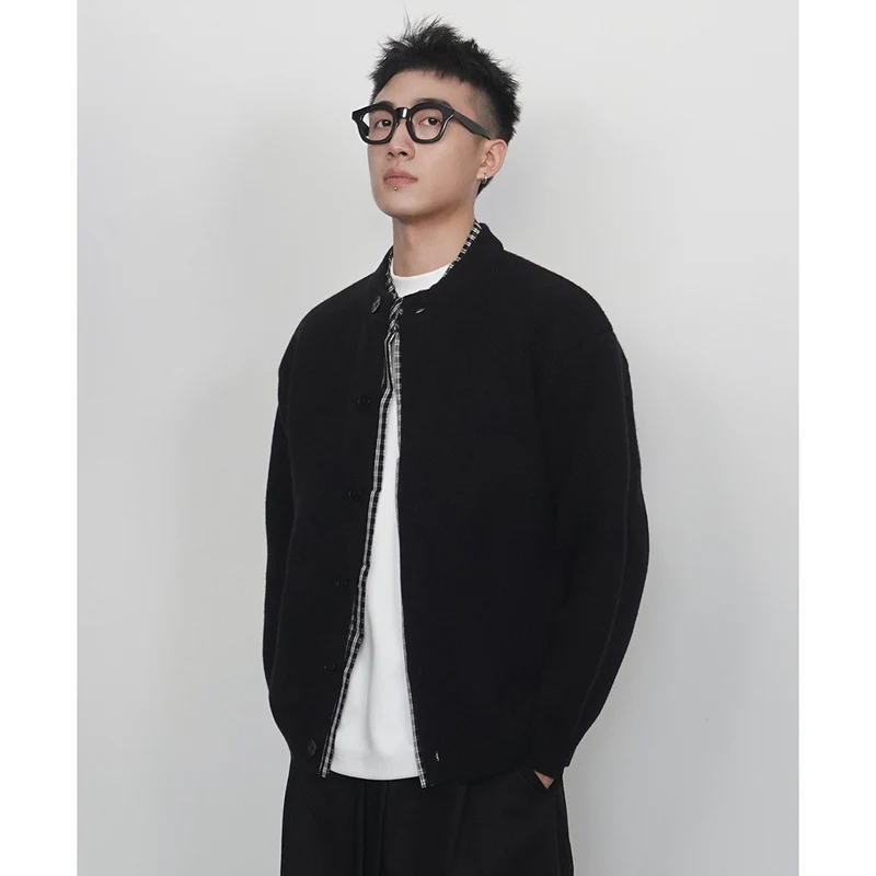 Herren Modische Strickjacke mit Knopfverschluss Drune