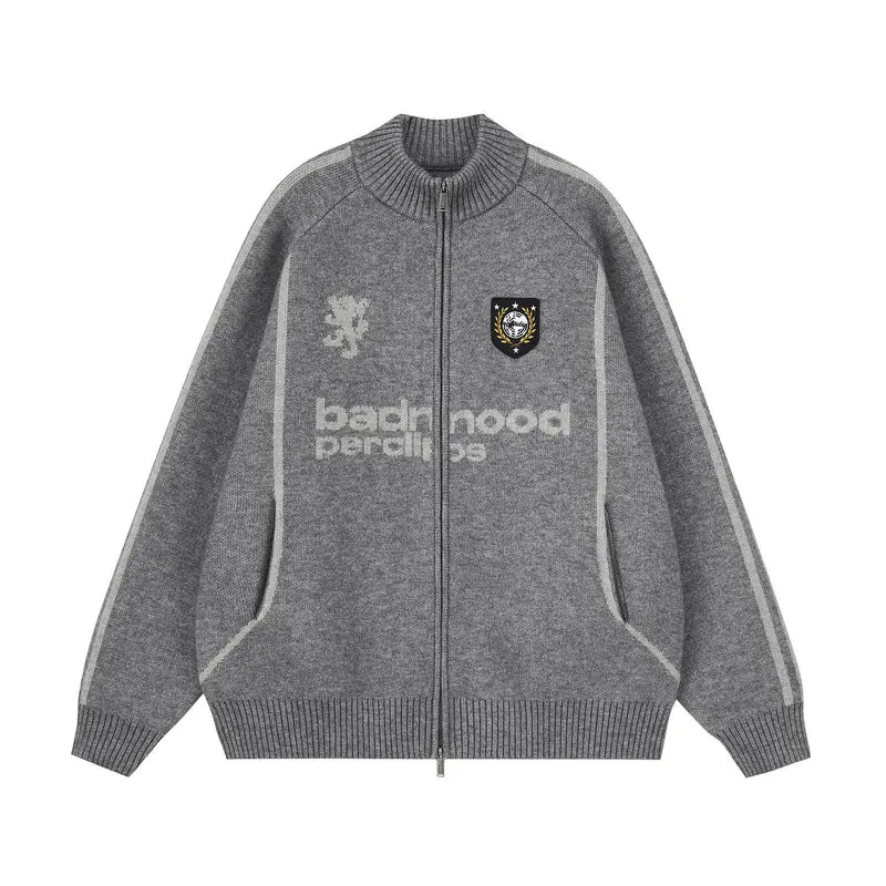 Herren Modische Strickjacke mit hochschließendem Kragen Drune
