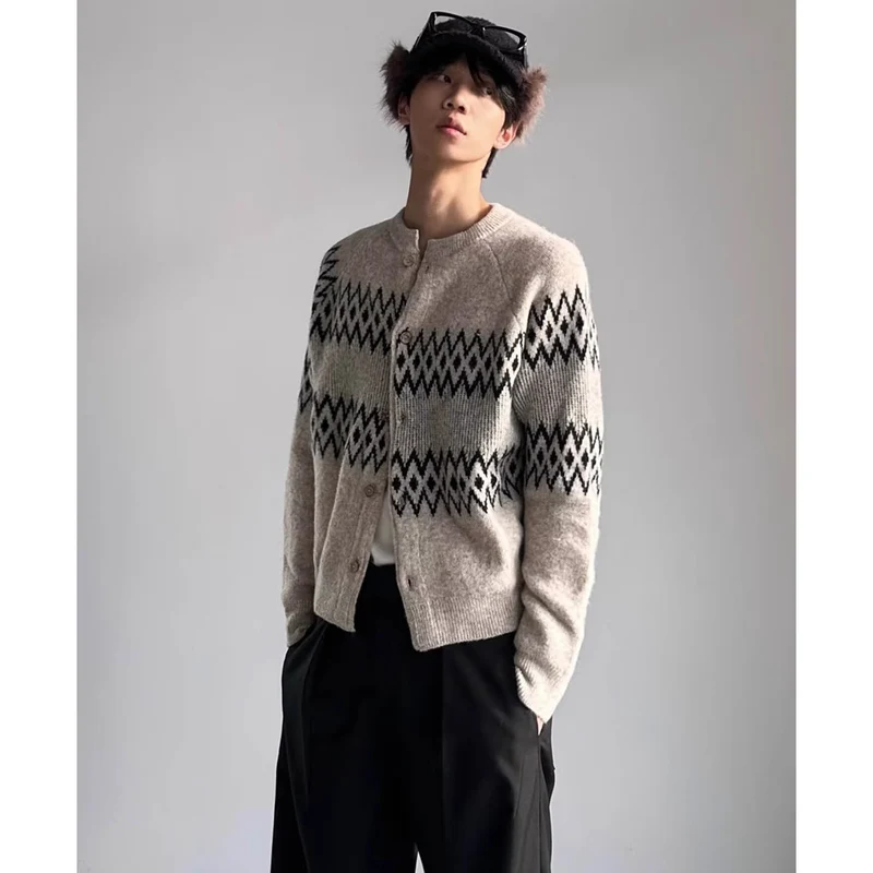 Herren Modische Strickjacke mit geometrischem Muster Drune