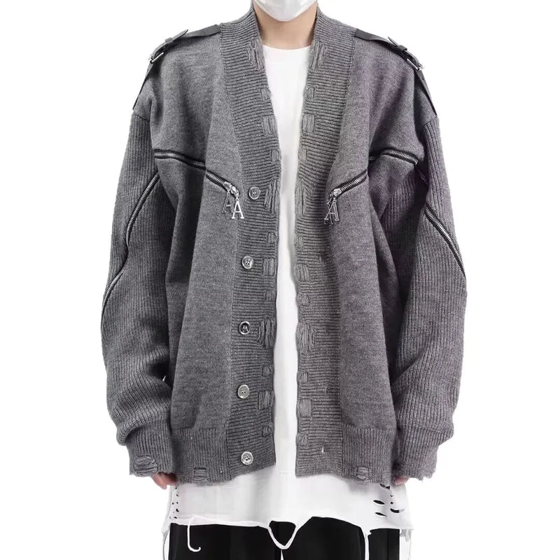 Herren Modische Strickjacke mit einzigartigem Design und Reißverschlüssen Drune