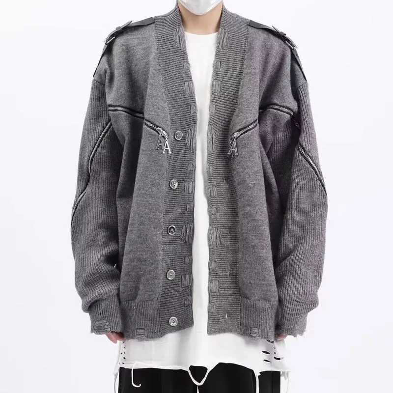 Herren Modische Strickjacke mit einzigartigem Design und Reißverschlüssen Drune