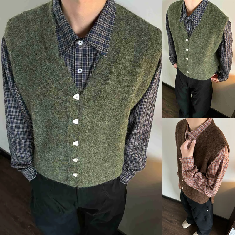 Herren Modische Strick-Weste mit V-Ausschnitt Drune