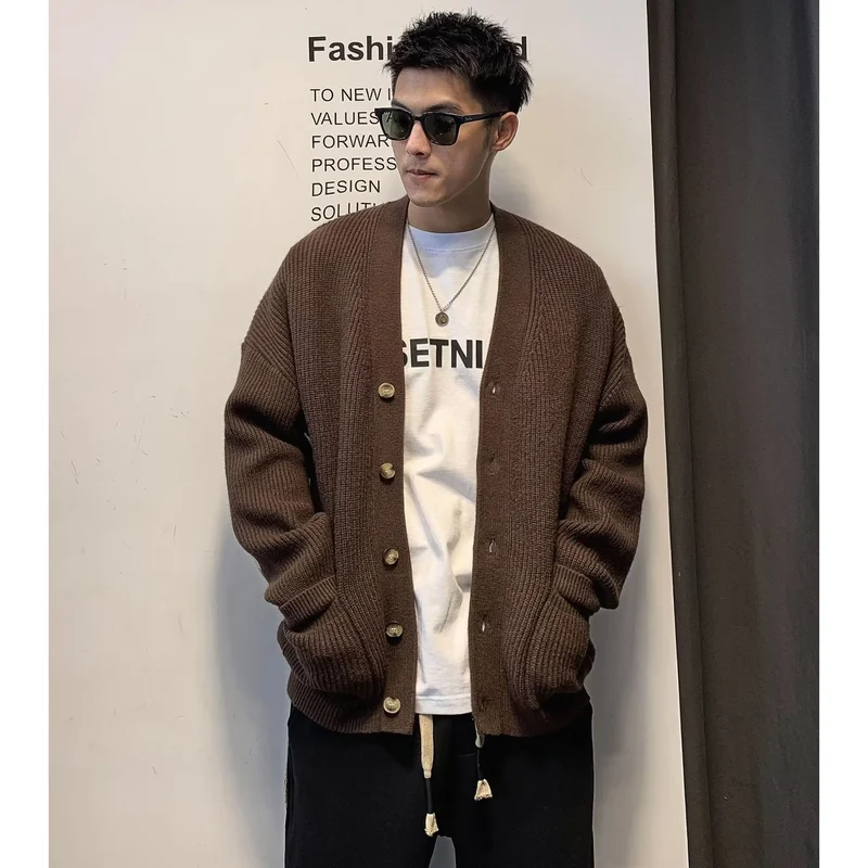Herren Moderne Strickjacke mit Knopfleiste Drune