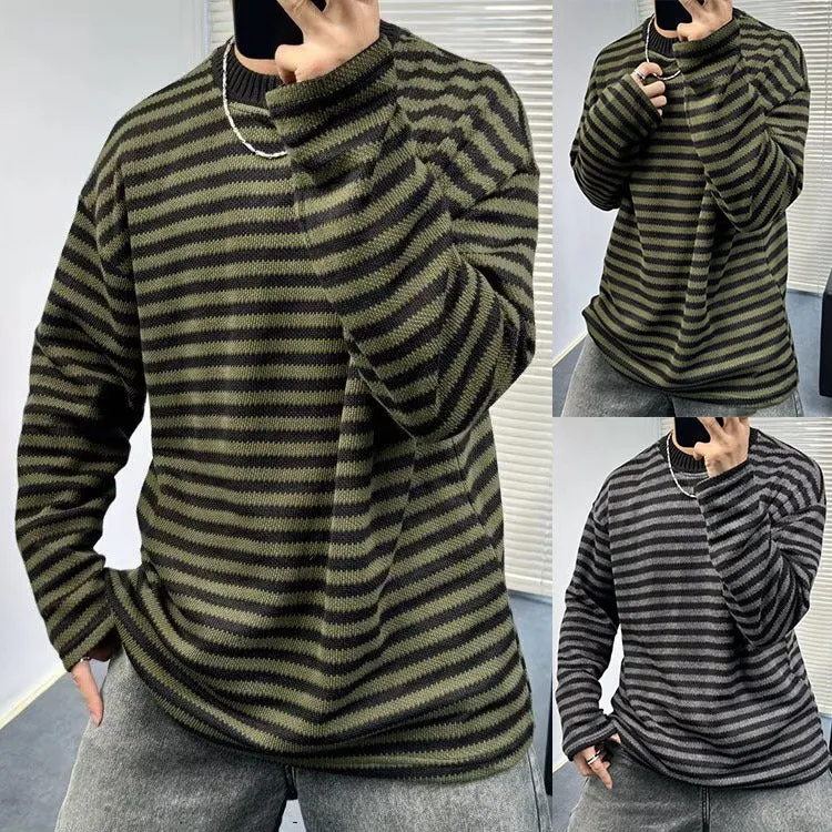 Herren Lässiger Strickpullover mit Modischem Streifenmuster Drune