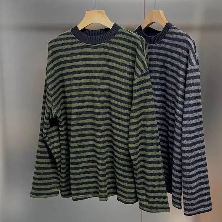 Herren Lässiger Strickpullover mit Modischem Streifenmuster Drune