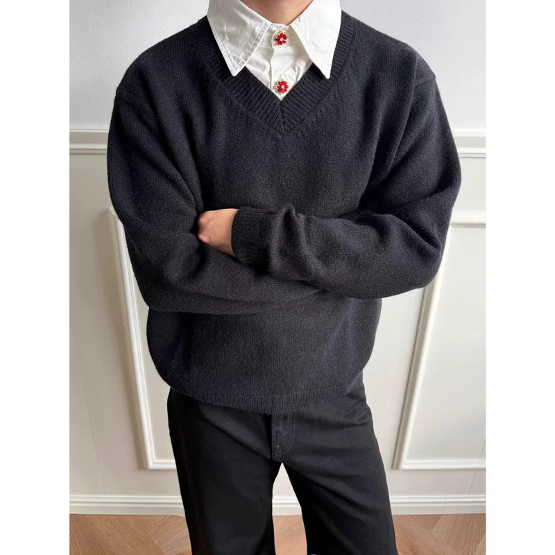 Herren Klassischer V-Ausschnitt Pullover Drune