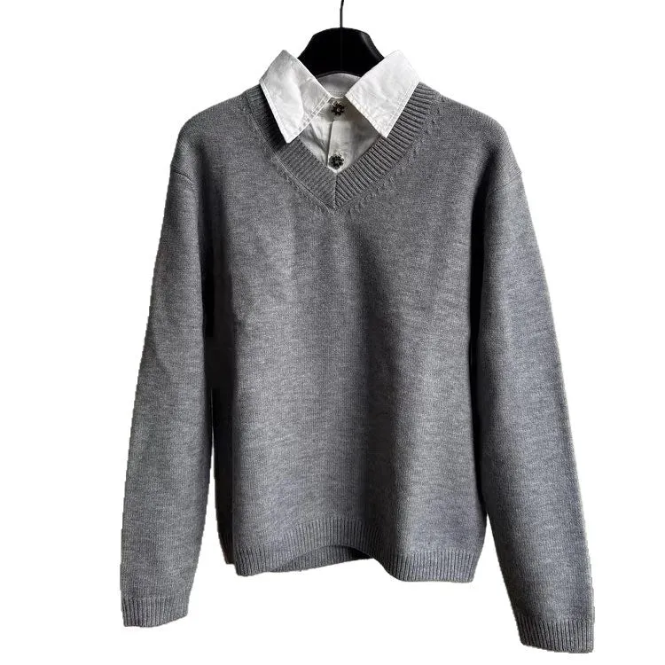 Herren Klassischer V-Ausschnitt Pullover Drune