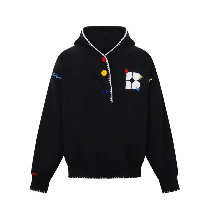Herren Kapuzenpullover mit bunten Applikationen Drune