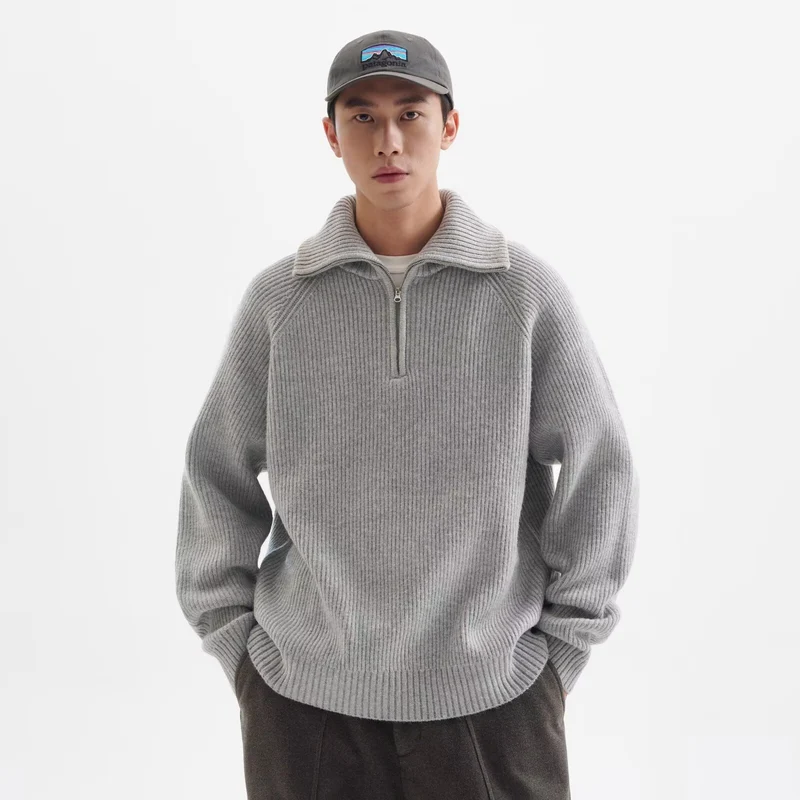 Herren Hochwertiger Pullover mit Stehkragen und Reißverschluss Drune