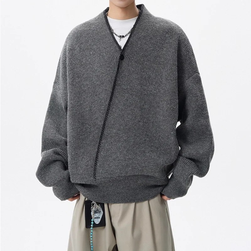 Herren Großer Strickpullover mit Knopfleiste Drune